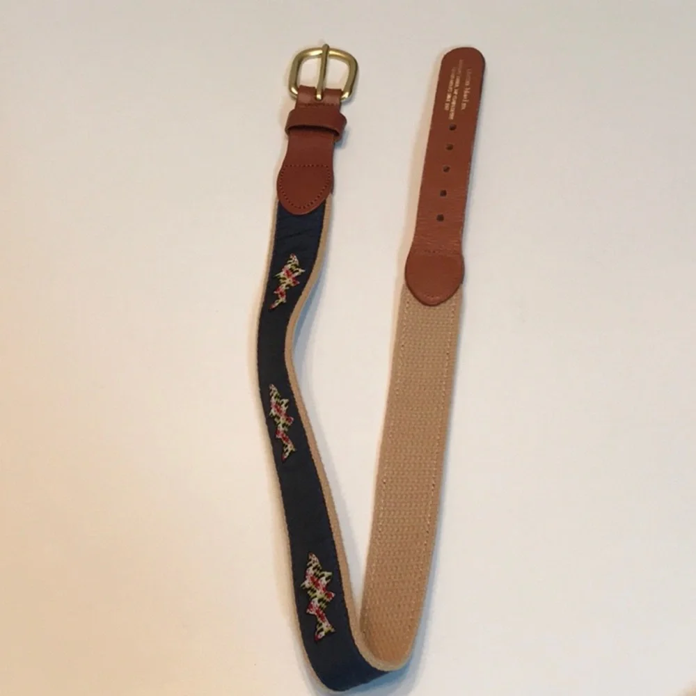 Like new kids Leather Man Ltd. belt - navy w fish - size:26